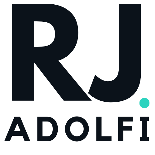 RJ Adolfi square logo — dark version